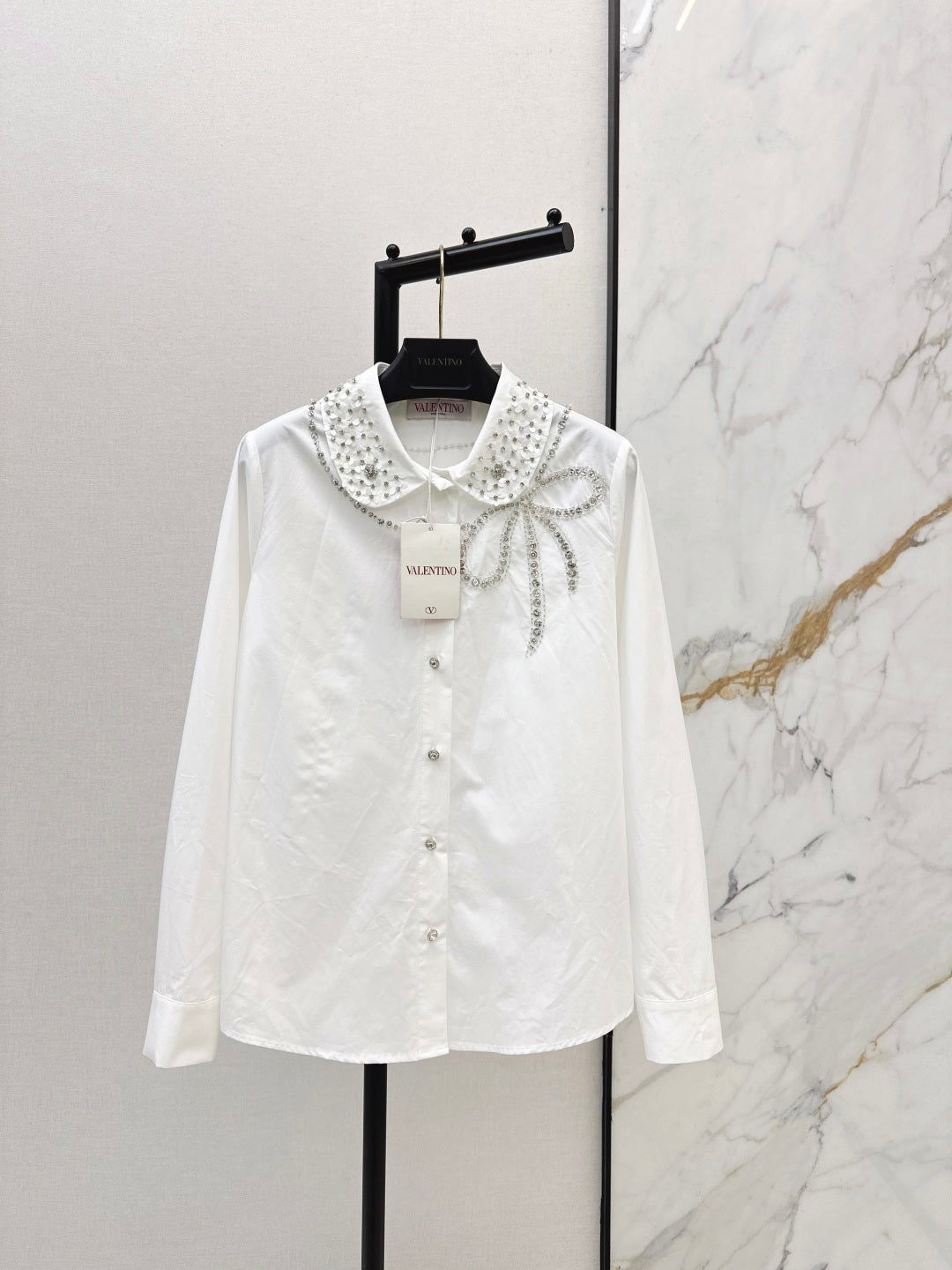 VALENTINO 26S PETER PAN COLLAR SHIRT WITH BOW STYLE 57