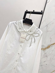 VALENTINO 26S PETER PAN COLLAR SHIRT WITH BOW STYLE 57