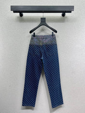GG Blue Monogram Crystal Embellished Jean