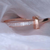 WIDE HINGED BANGLE PINK GOLD WITH BAGUETTE DIAMONDS